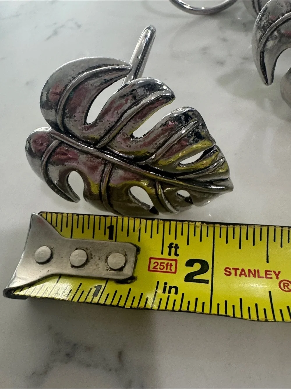 Silver tone Monstera Leaf napkin rings Set of 6